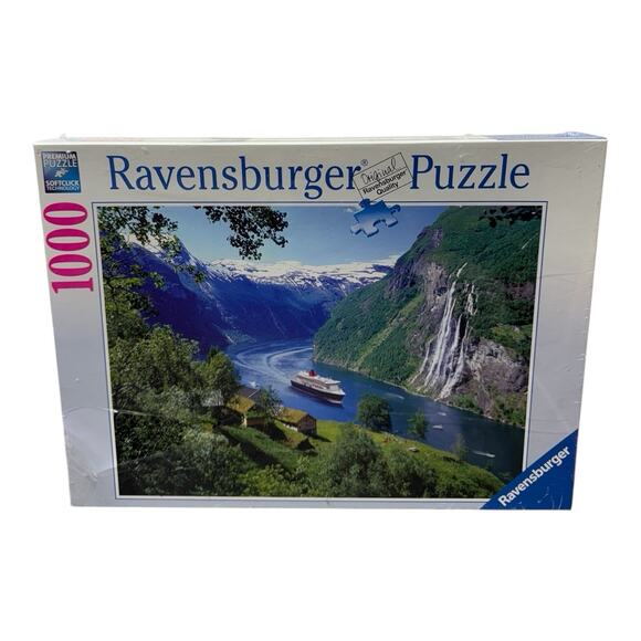 NEW Ravensburger Norwegischer Fjords Jigsaw Puzzle 1000 Pieces Cruise Ship - Picture 2 of 3